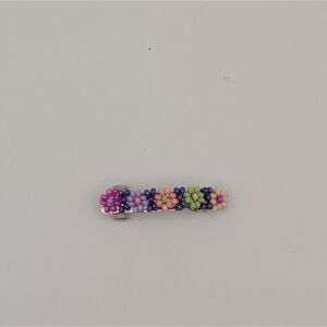 Beaded Floral Hair Barrette Clip Multicolor Vintage Style Metal Clasp